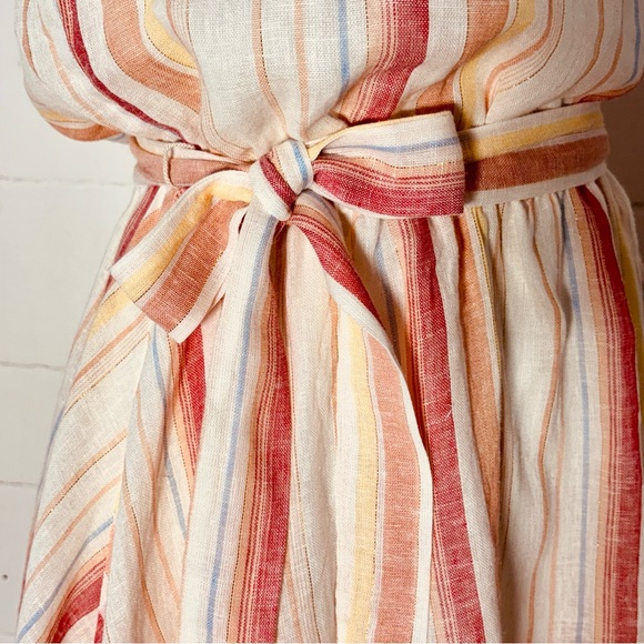 NWOT Lush Women’s Peach & Orange Striped Linen Blend Sleeveless Sun Dress Size S - Picture 4 of 8